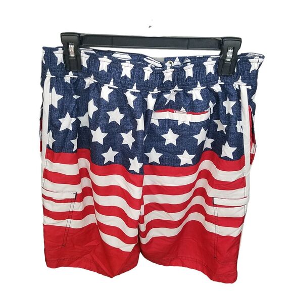 Wave Zone Mens Size M Blue Red American Flag Swim Trunks Board Short - Picture 9 of 9